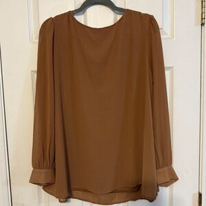 Zenana Long Sleeve Blouse Rust | Pearl Accents | NWT | Size Small